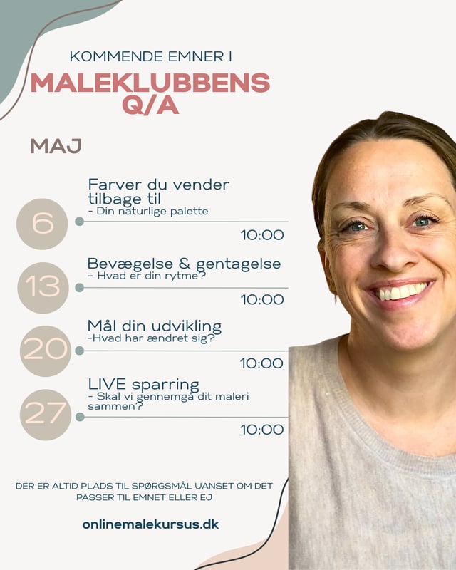 kommende emner i maleklubbens Q/A maj 2026